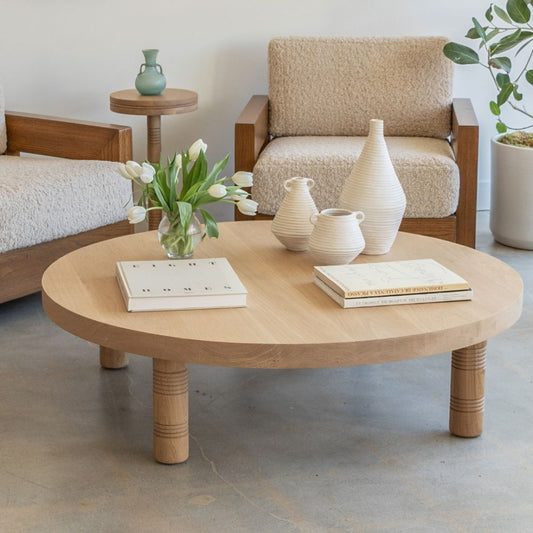 طاولة قهوة دائرية خشبية