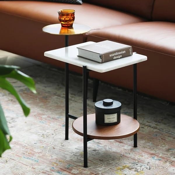 Side table with distinctive surfaces
