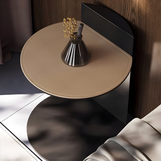 Side table with leather top