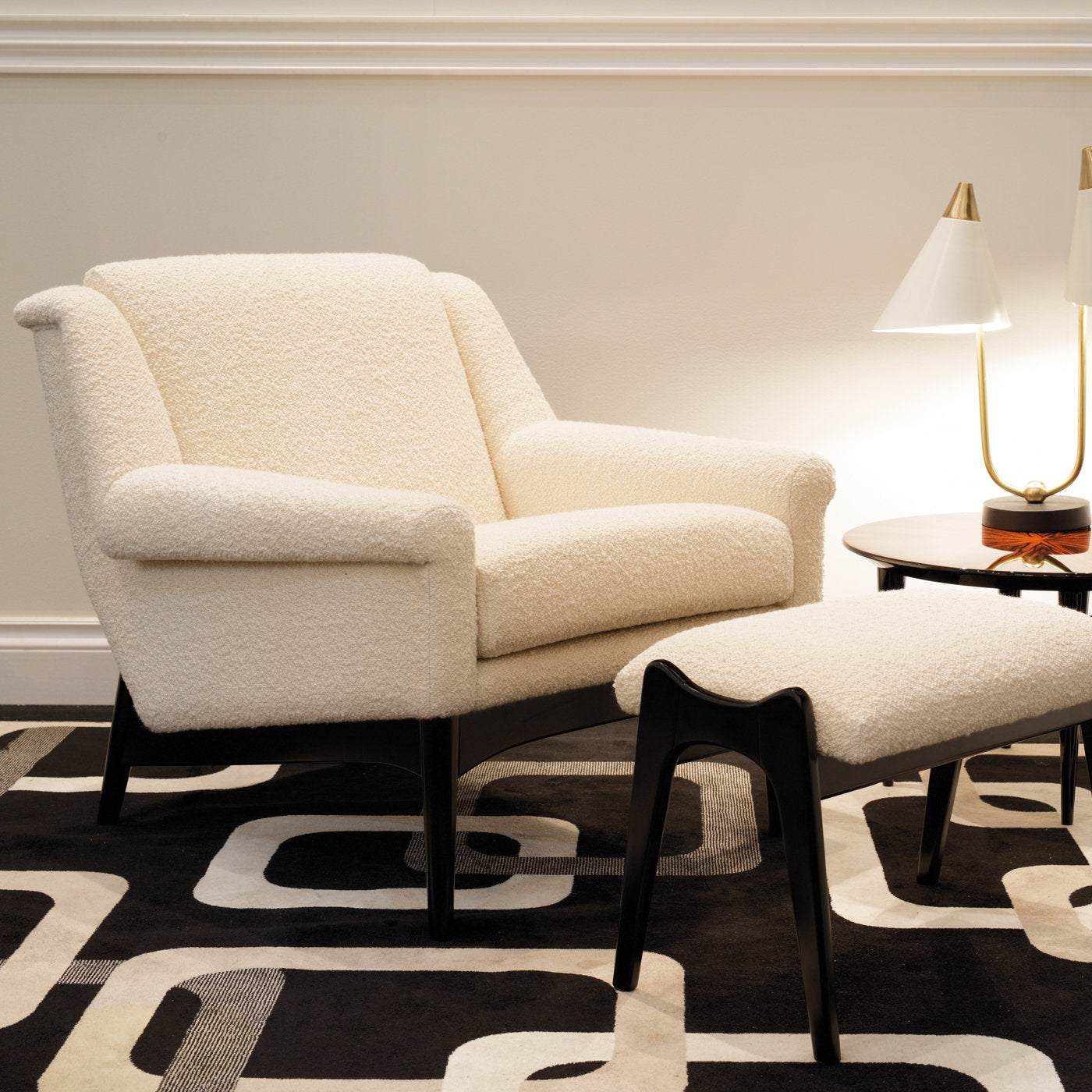 A chair with a distinctive geometric design