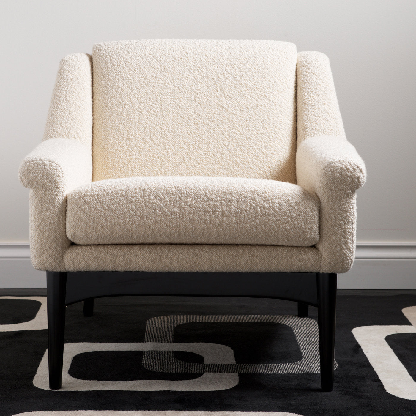 A chair with a distinctive geometric design