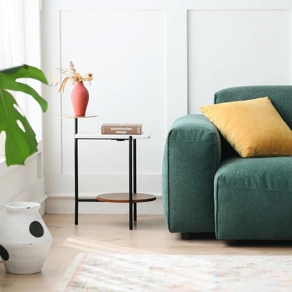 Side table with distinctive surfaces