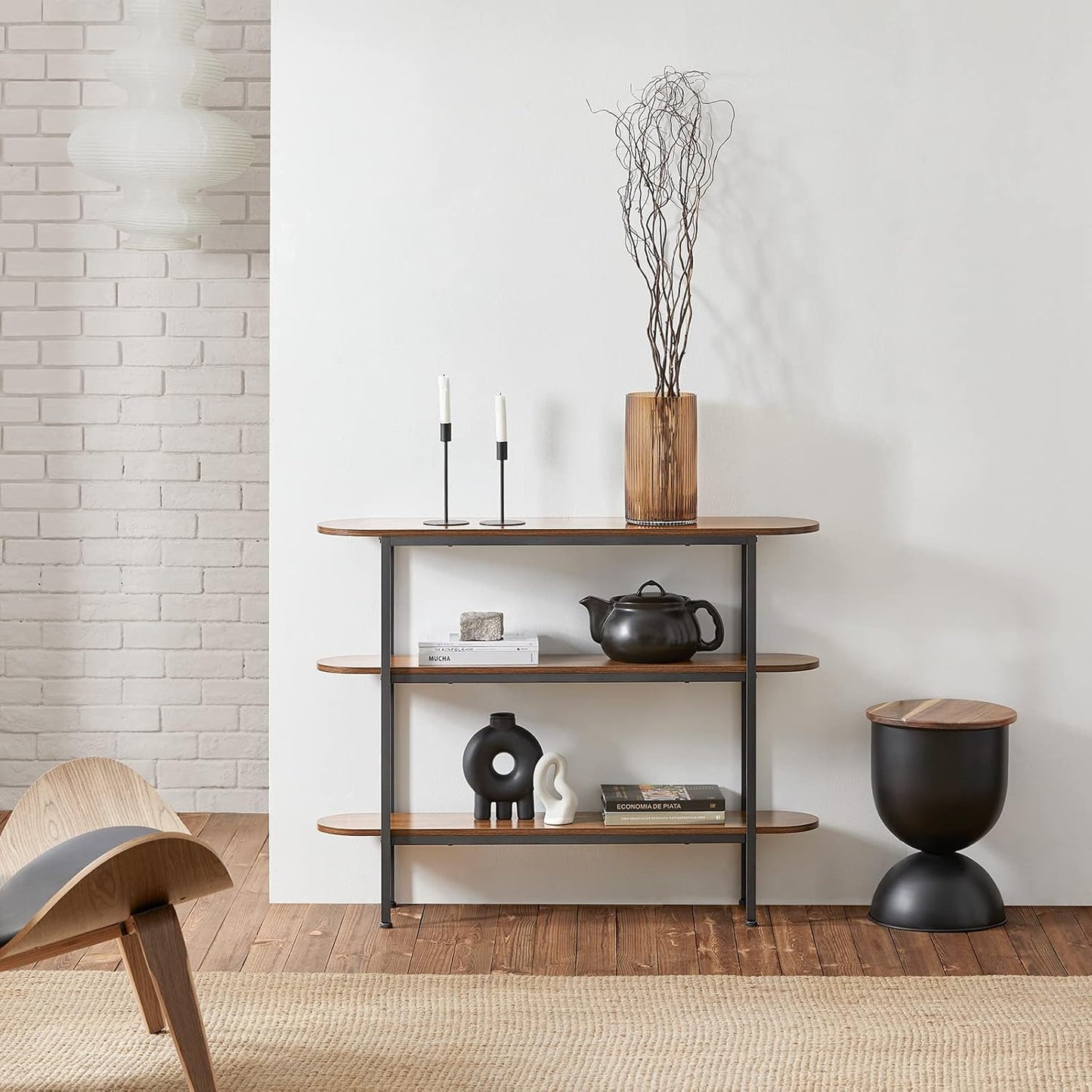 Distinctive three-shelf console