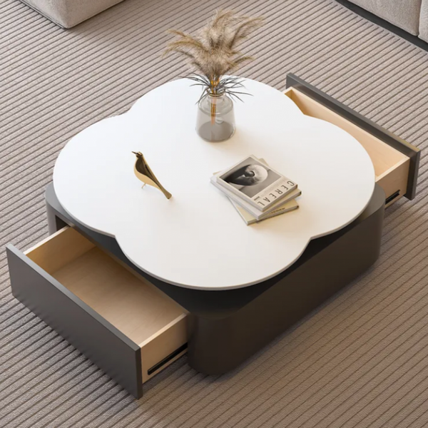 A table with a distinctive flower design