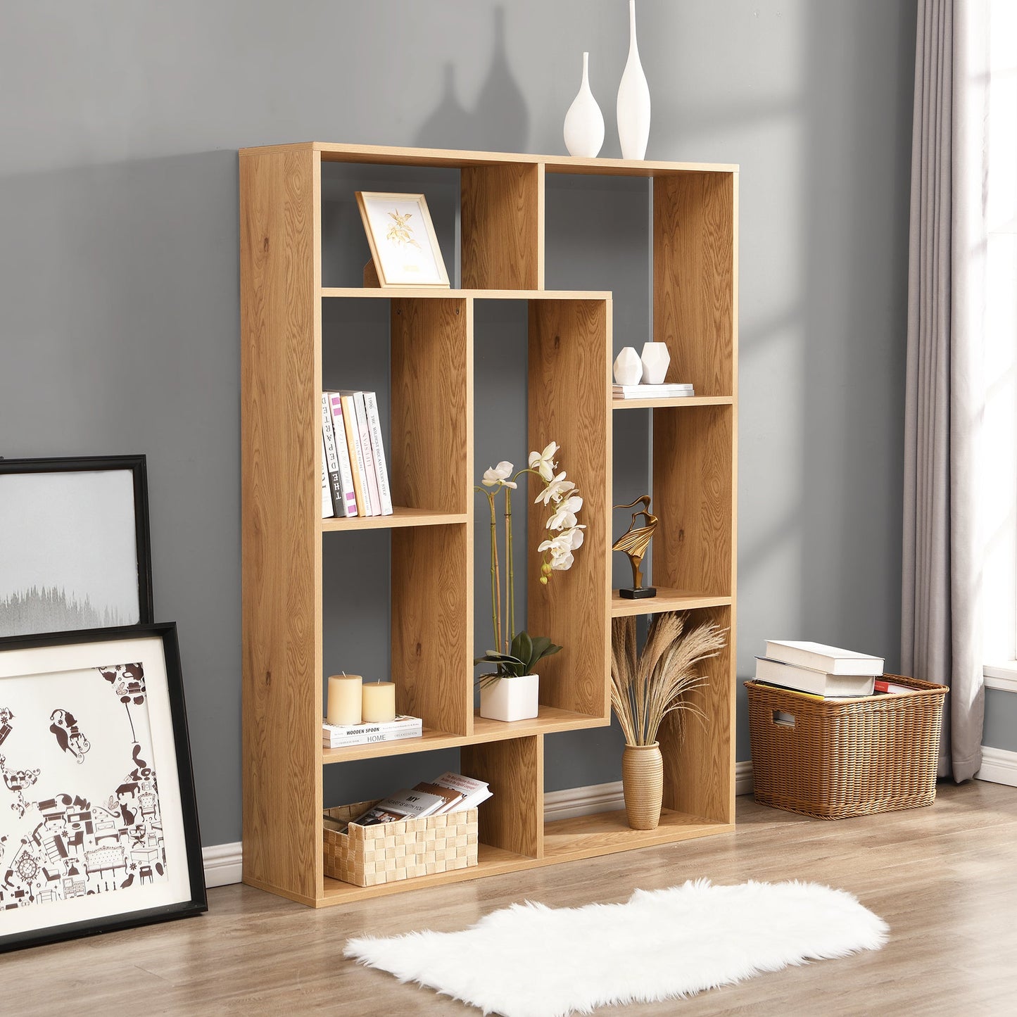 Modern wooden shelves