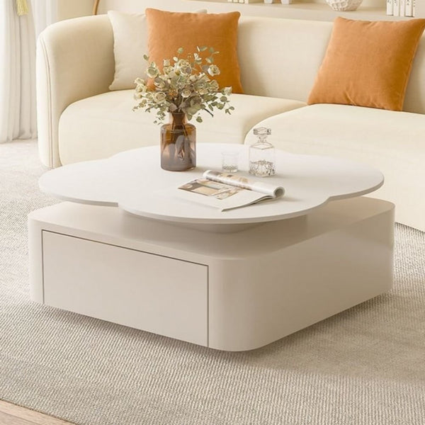 A table with a distinctive flower design
