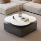 A table with a distinctive flower design