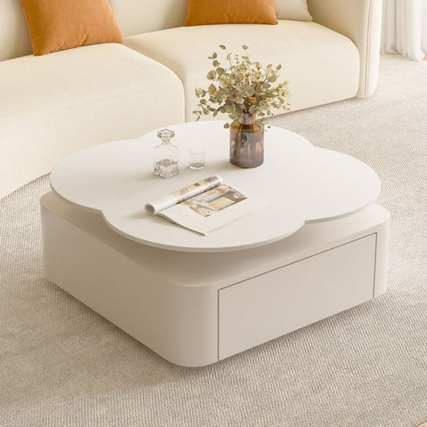 A table with a distinctive flower design