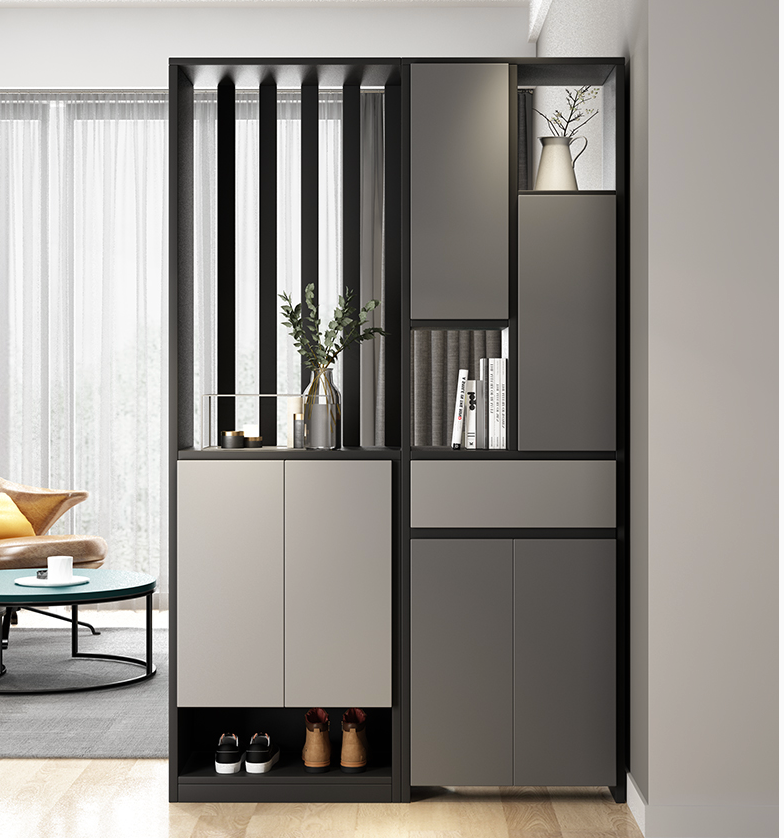wall partition with cabinet
