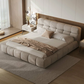 bed with luxurious fabric