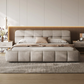 bed with luxurious fabric