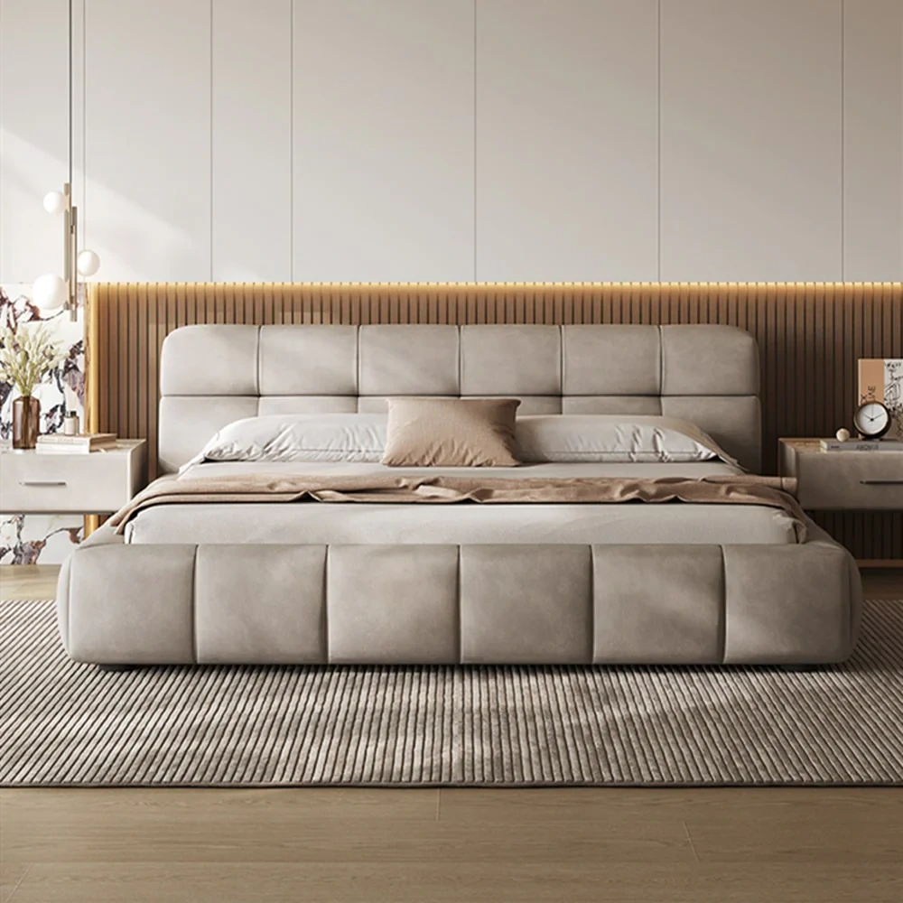 bed with luxurious fabric
